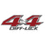 Universal "4X4 DIFF-LOCK" Chrome Beveled Red Graphic Vinyl Decal Sticker Set (Pair)
