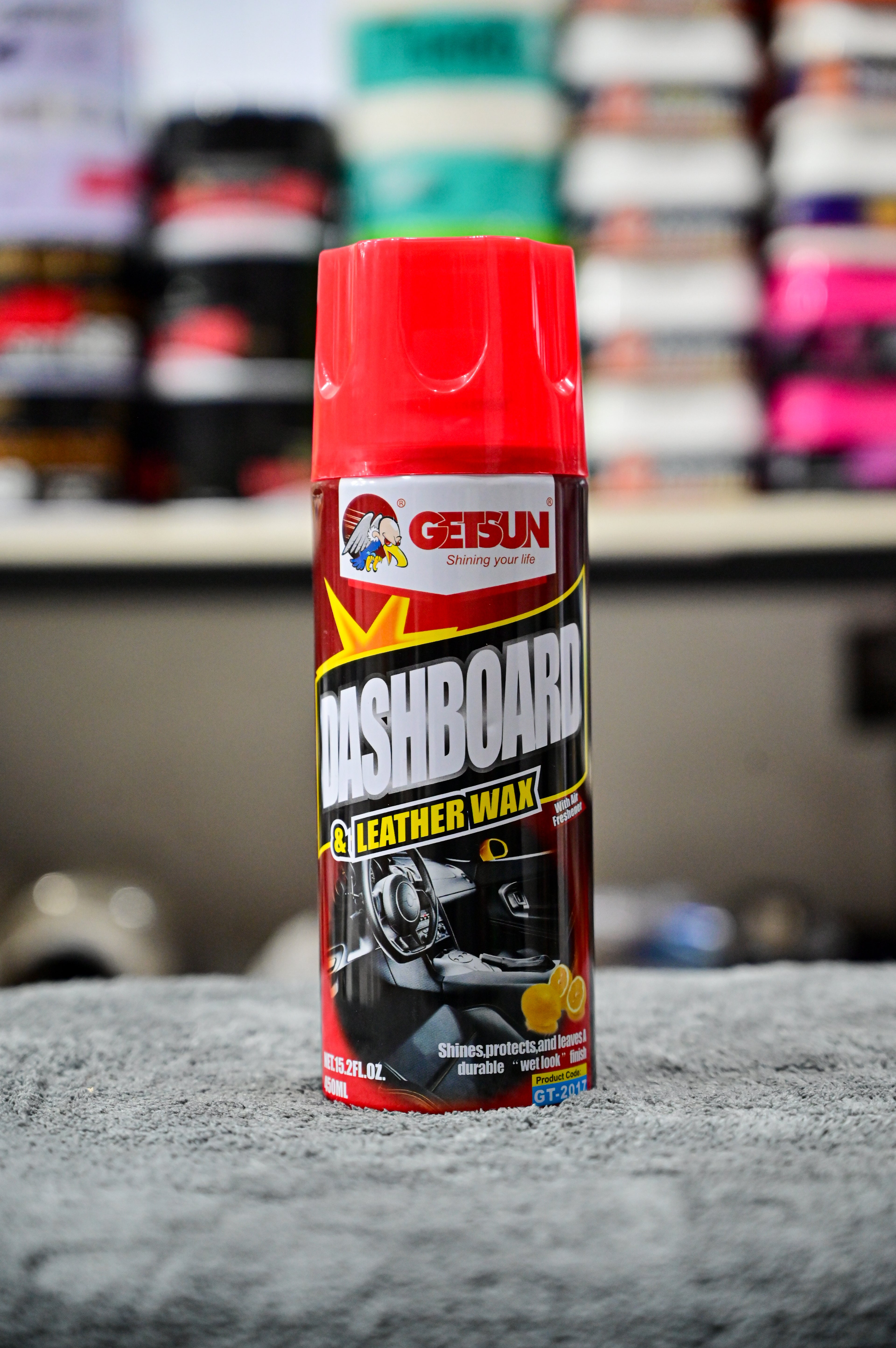 Getsun Dashboard & Leather Wax Spray (450ml / GT-2017) - Interior Cleaner & Shine Protectant