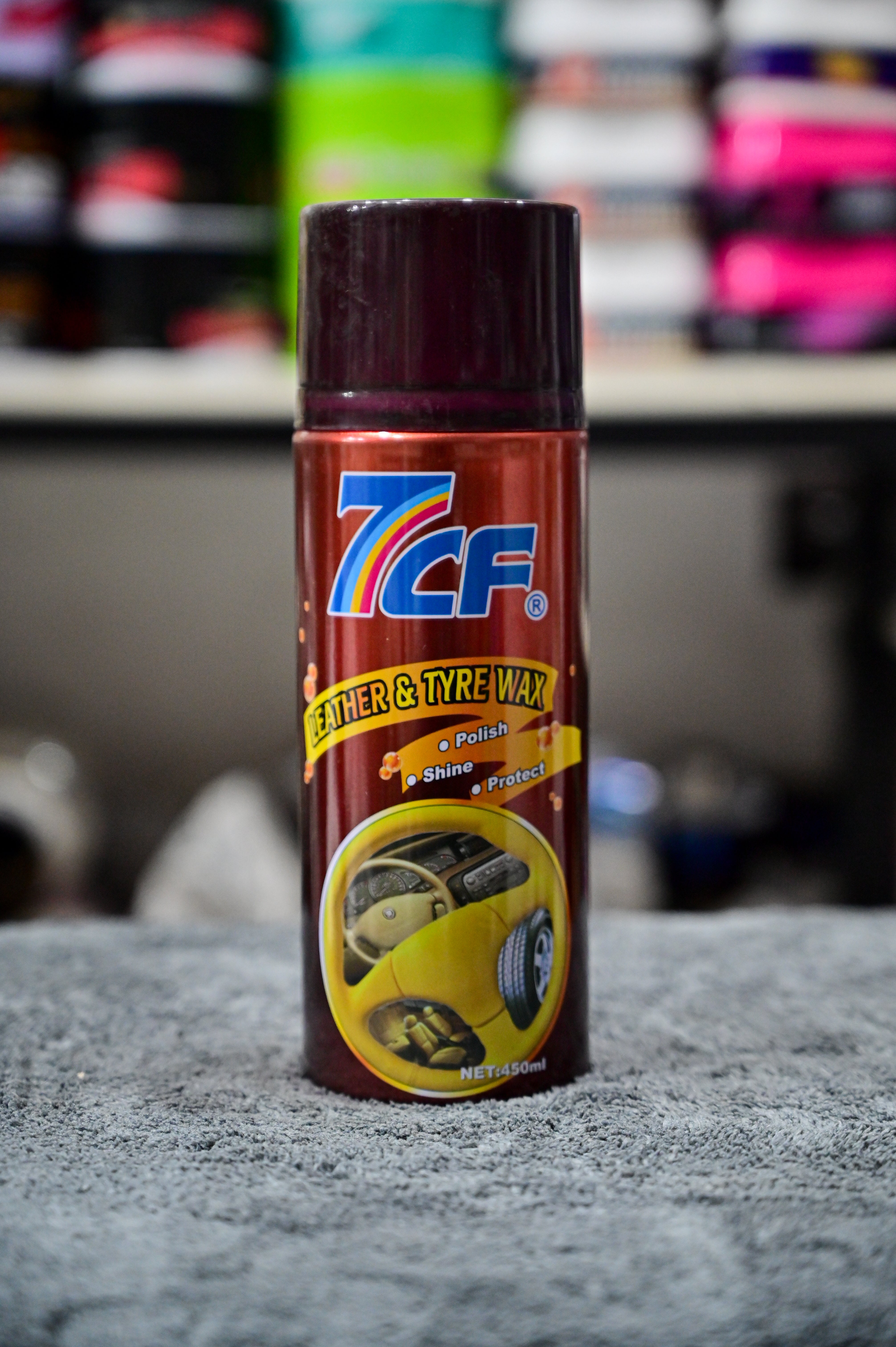 7CF Leather & Tyre Wax Spray (450ml) - Polish, Shine & Protect Spray Main image