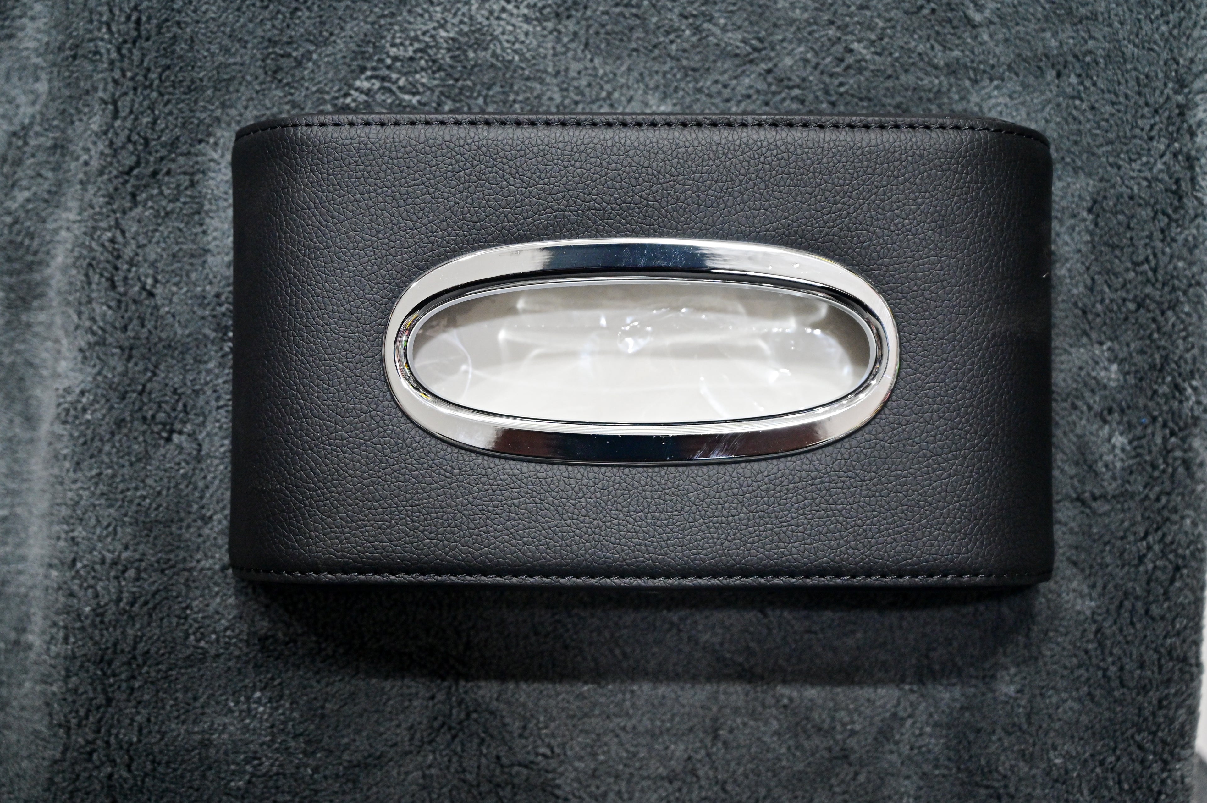 Luxury Black Leather Car & Home Tissue Box Holder