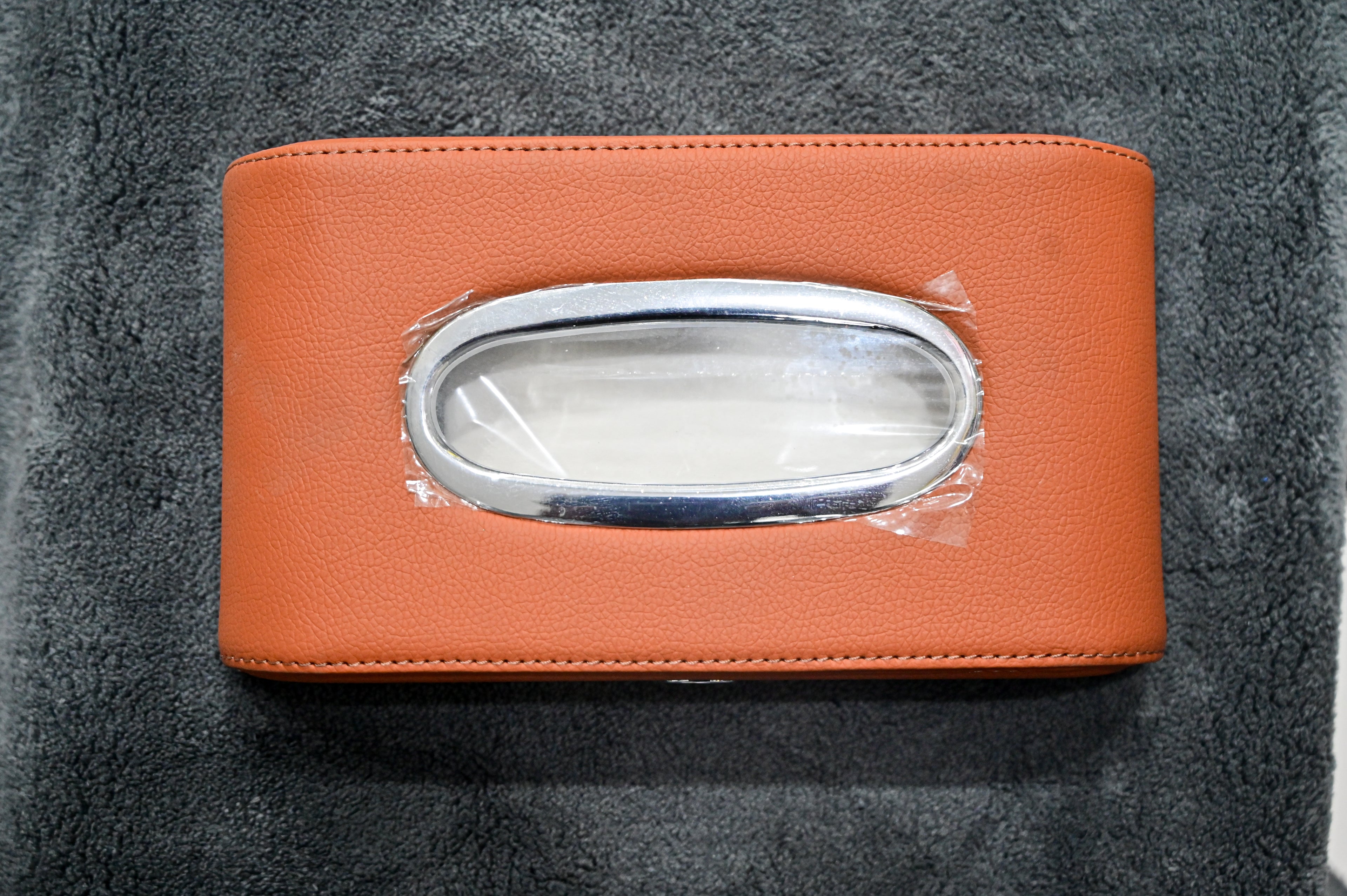Luxury Tan Leather Car & Home Tissue Box Holder