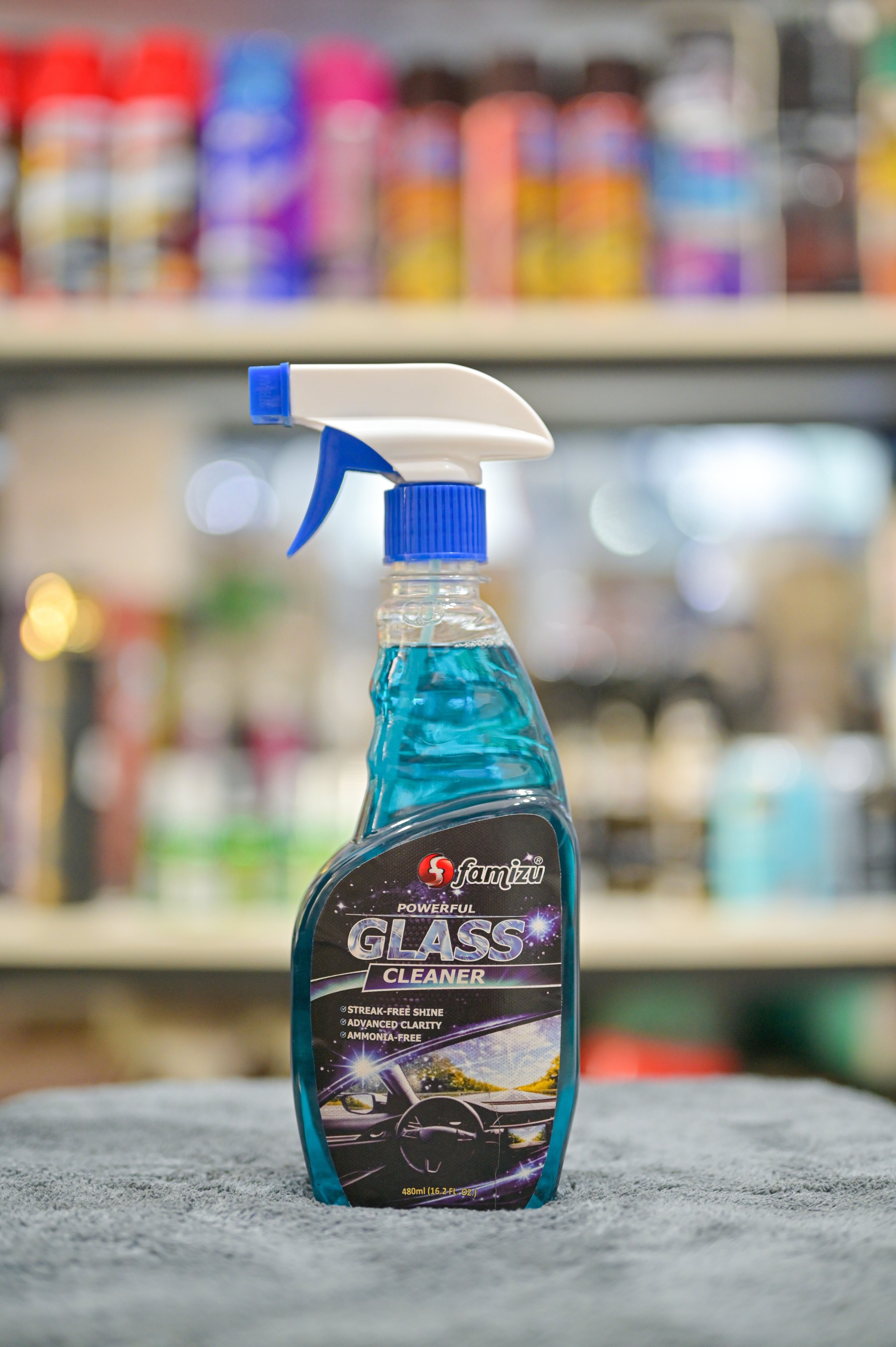 Famizu Powerful Glass Cleaner - Streak-Free Ammonia-Free Formula (480ml)