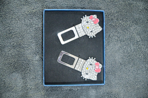 Sparkly Hello Kitty Rhinestone Seat Belt Buckle Extender & Alarm Silencer (Pair) – Crystal Bling Car Accessories