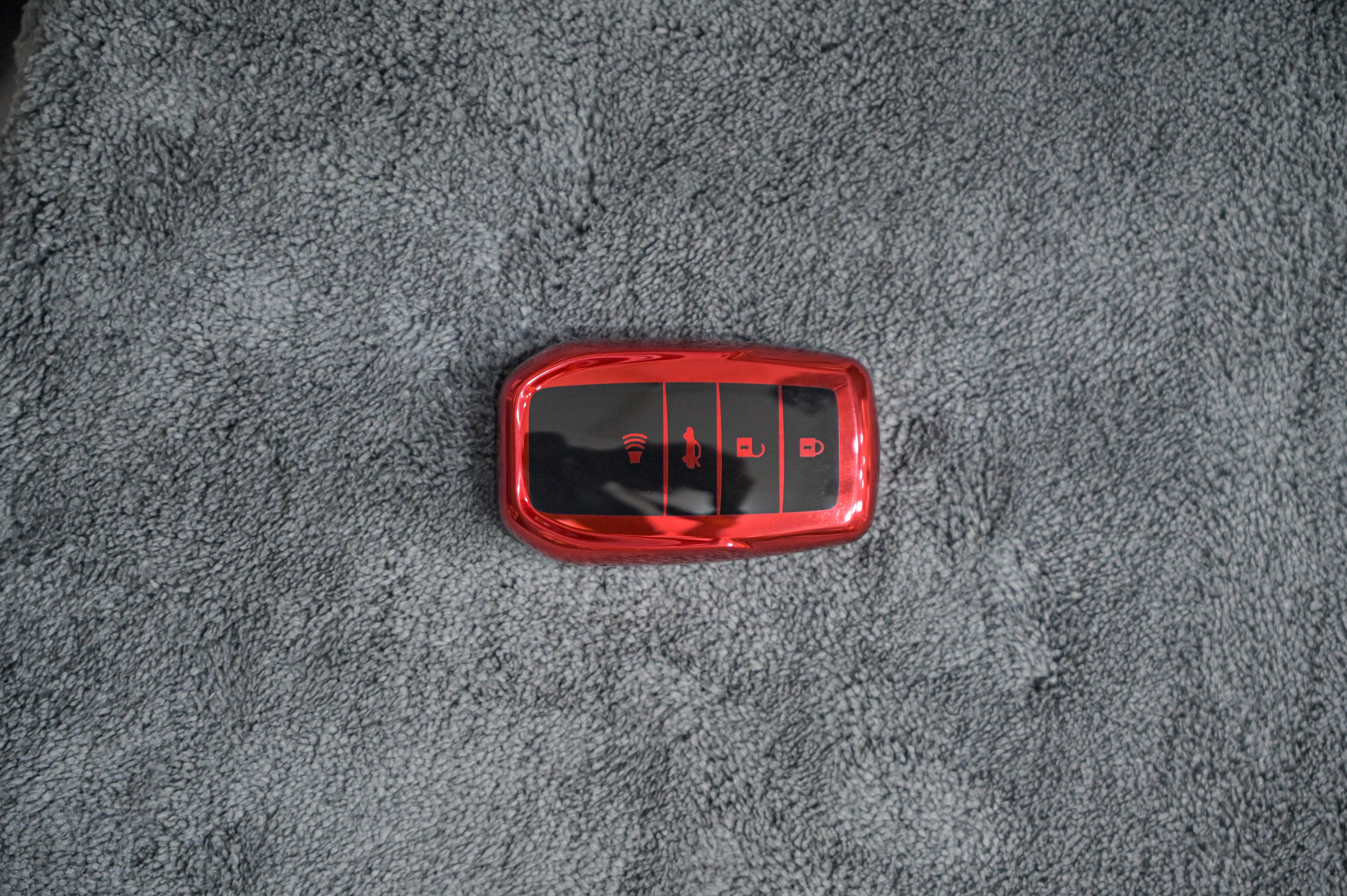 Premium TPU Smart Key Fob Cover (Metallic Red & Black) - 4-Button Protection Case