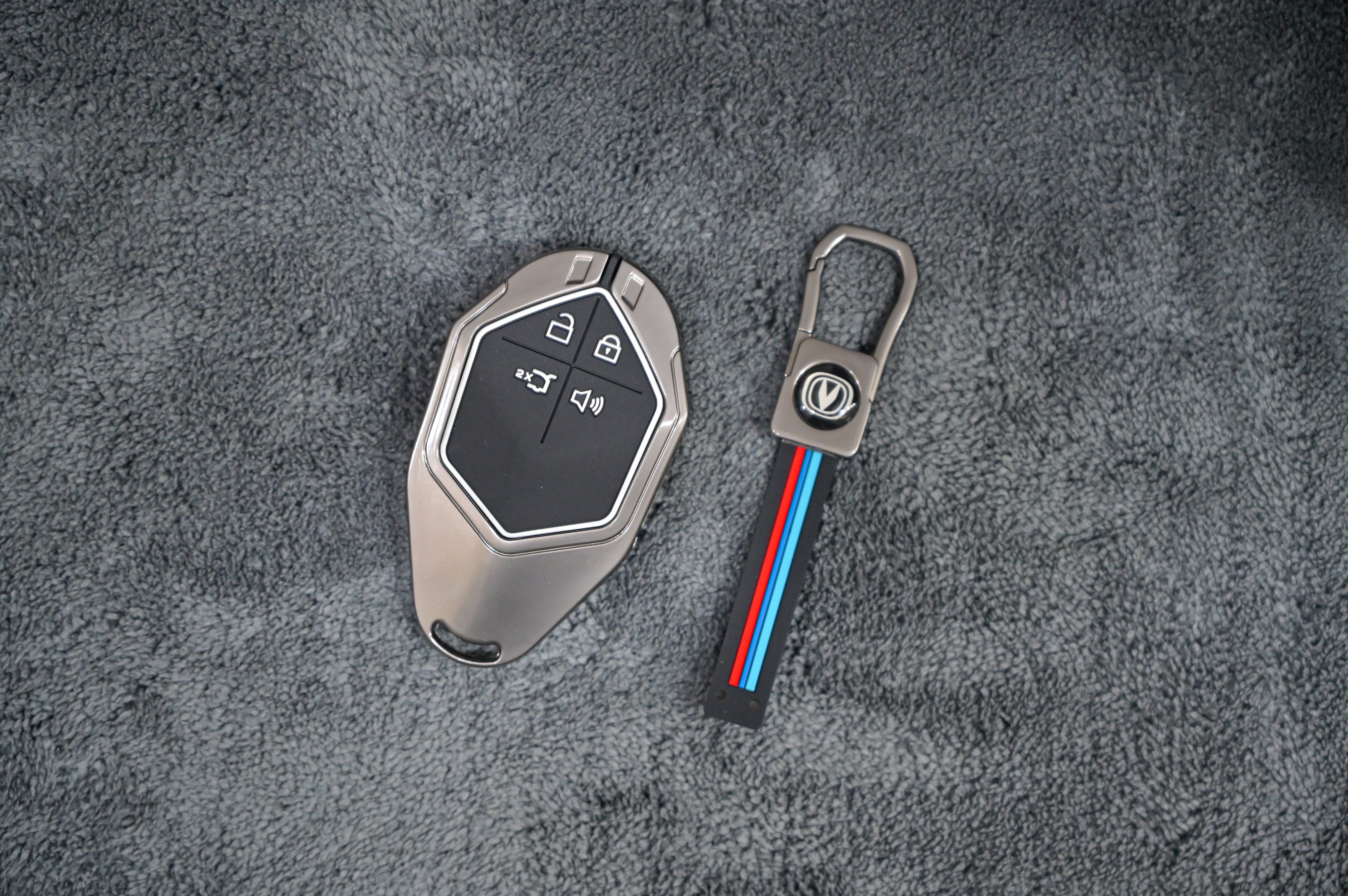 Changan Metal Alloy Key Fob Cover Case with Keychain - 4-Button Remote Shell Main image