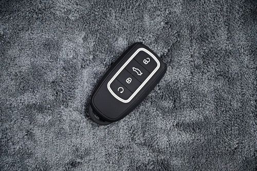 Premium Matte Black Silicone Smart Key Fob Cover - 4-Button Protective Shell