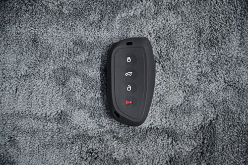 Premium Matte Black Silicone Smart Key Fob Cover - 4-Button Protective Sleeve