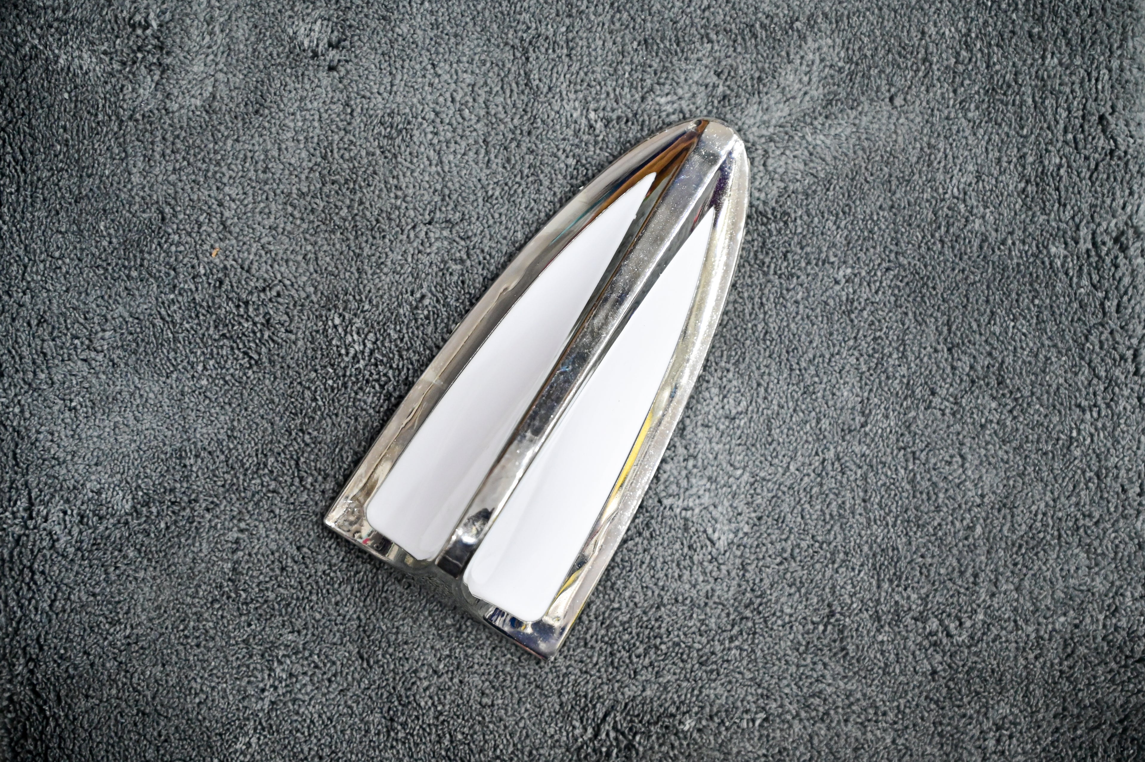 Universal White Decorative Shark Fin Antenna Cover - Chrome Trim Roof Decor