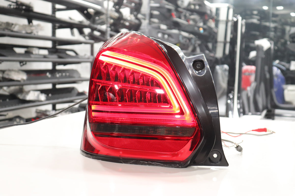 Suzuki Swift Custom LED Tail Light Assembly (Red Lens / Angular C-Bar)