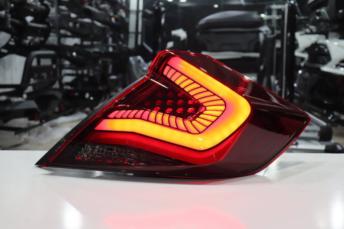 Honda Civic Hatchback Style Sweeping LED Tail Light Assembly (Red Lens)