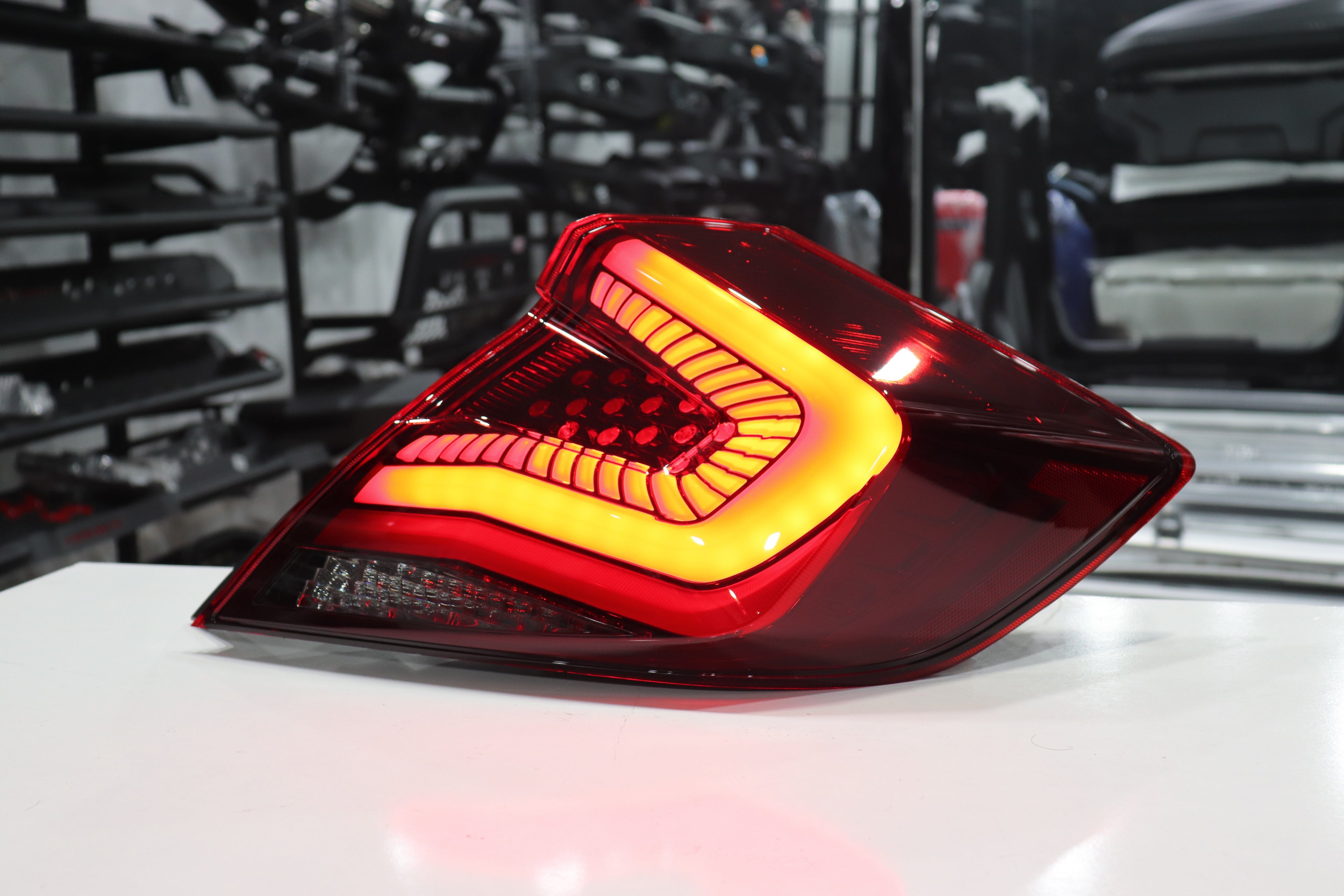 Custom Red LED Tail Light Assembly with C-Streak Light Bar