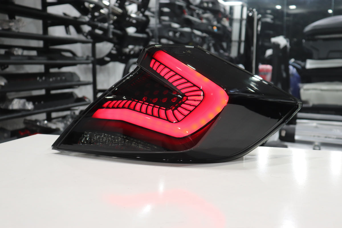 Honda Civic Hatchback Style Sweeping LED Tail Light Assembly (Dark Smoked Lens)