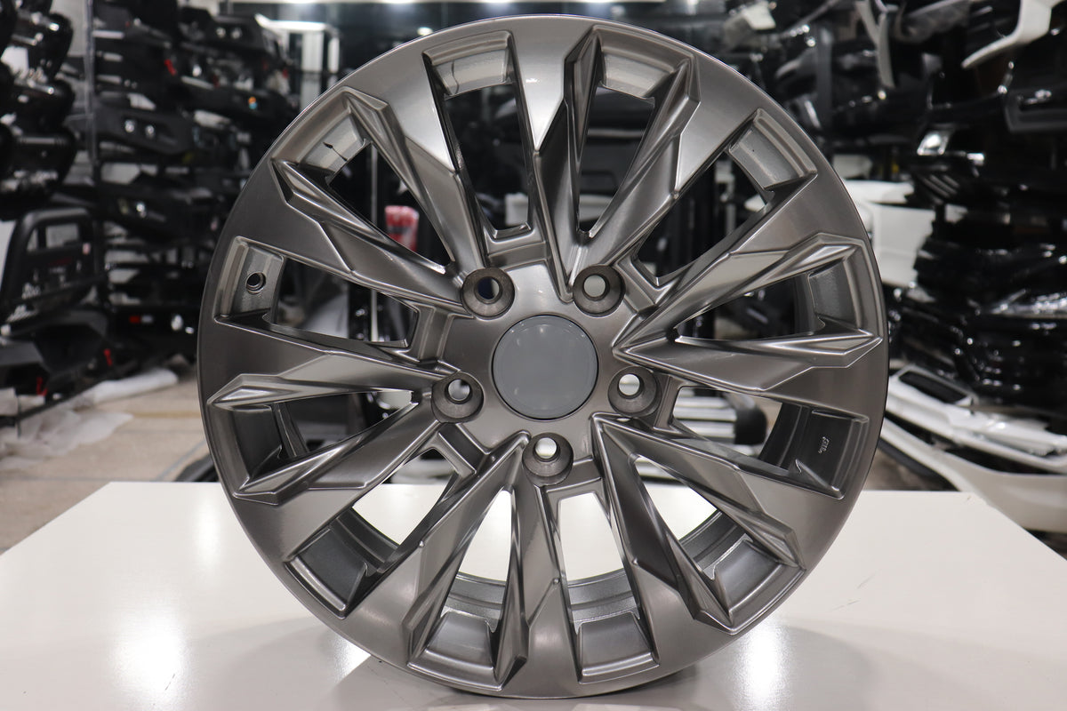 Geometric Multi-Spoke Dark Hyper Silver Alloy Wheel