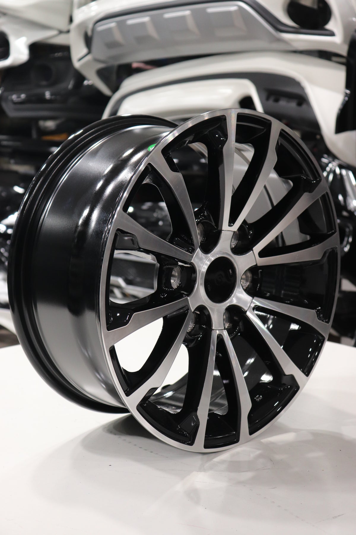 Aggressive Split Multi-Spoke Gloss Black Machined Alloy Wheel